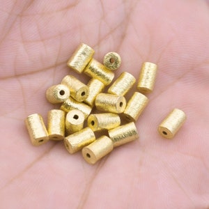 6x4mm - 20pc Gold Barrel Beads / Cylinder Beads / Drum Spacer Beads, Brushed Gold Beads For Jewelry Making, 6x4mm Beads