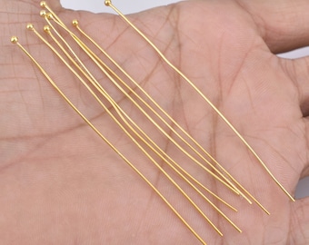 38 pines con cabeza esférica chapados en oro, calibre 23, 3 pulgadas