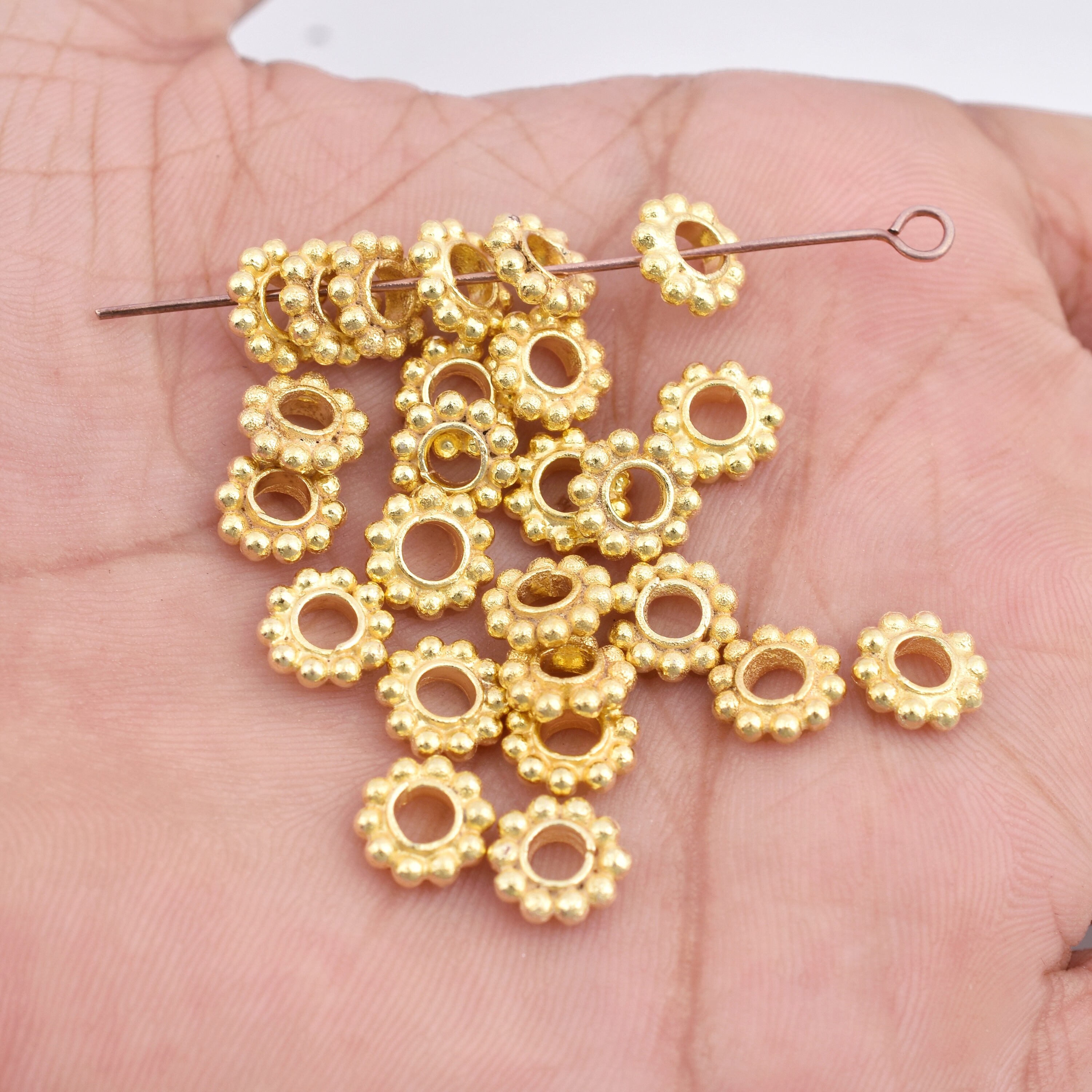 8mm 25pc Gold Daisy Spacer Beads Flower Heishi Beads for Etsy UK