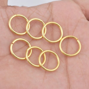 16mm - 12pc Gold Plated Saw Cut Large Jump Rings,  Gold Plated Open Round Jumprings, O Rings, Connector Links, 1.6mm Thick