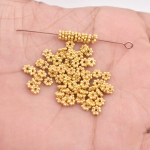 4mm - 100pcs Gold Daisy Spacer Beads, Flower Heishi Beads for Jewelry Making