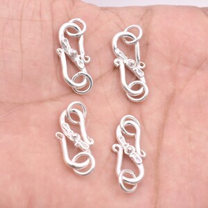 Bali Silver S Clasps 29mm - 4 Pcs, Real Silver Plated S Hooks / S Clasps Closure For Jewelry Making