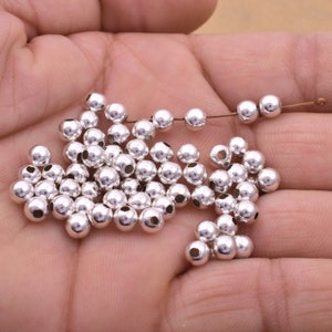 5mm -100pcs shiny bright silver balls, plain silver spacer beads, silver spacer beads, round silver Ball beads for jewelry making