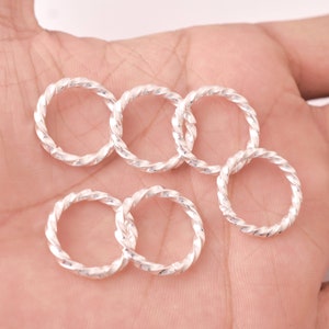 20mm - 6pc Closed Twisted Wire Silver Jump Rings, Silver Plated Jump rings, Round Large Jump Rings, O Rings Jewelry Findings - 10 Gauge