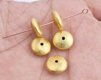 Gold Plated Brushed Saucer Beads, 12mm Spacer Beads (5pc)