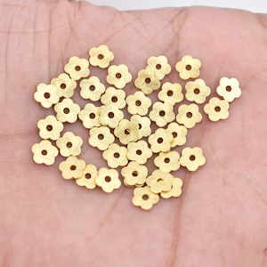 Gold Flat Heishi Discs 6mm - 80pcs, Gold Plated Brushed Flower Disk Spacer Beads, Flat Spacer Discs For Jewelry Making