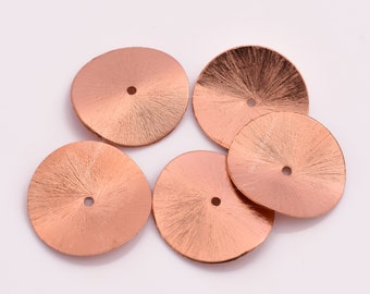 Large Copper Wavy Spacers Beads 5pc-24mm Copper Wavy Disc Brushed Finish, Copper Spacers, Brushed Heishi Disc Beads