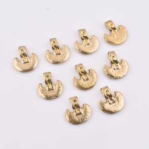 14mm - 12pcs Small Raw Brass Charms, Tribal Brass Pendants, Ethnic Charms For Jewelry Making And Micro Macrame