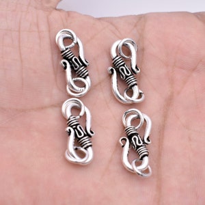 Bali Silver S Clasps 28mm - 4Pcs, Real Antique Silver Plated S Hooks / S Clasps Closures For Jewelry Making