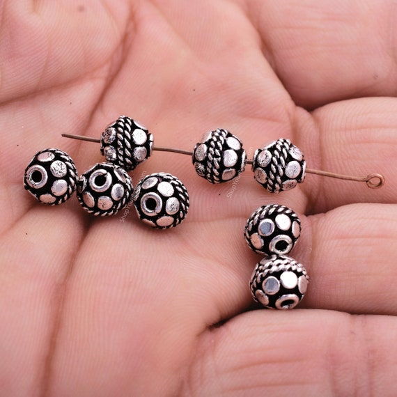 8mm 8pc Bali Silver Beads, Spacer Beads, Jewelry Making Antique