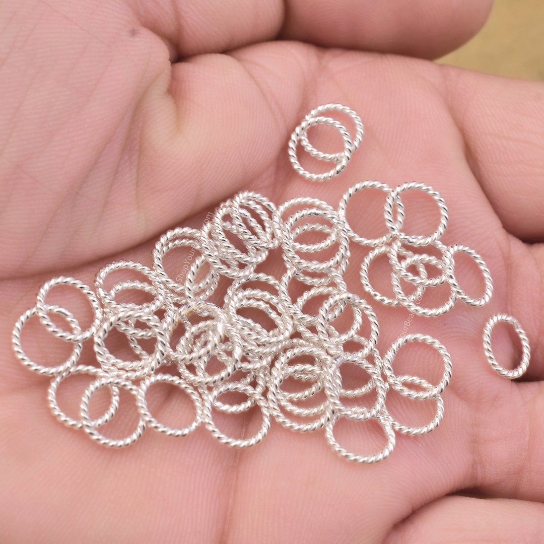 Silver Plated Twisted Jumpring, 9mm 50pc Wire Jump Rings, Jewelry