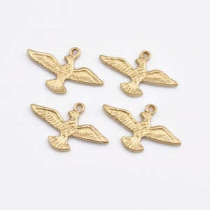 21mm - 8pcs Raw Brass Bird Charms, Tribal Bird Pendants, Boho Charms, Nature Pendants For Jewelry Makings And Macrame