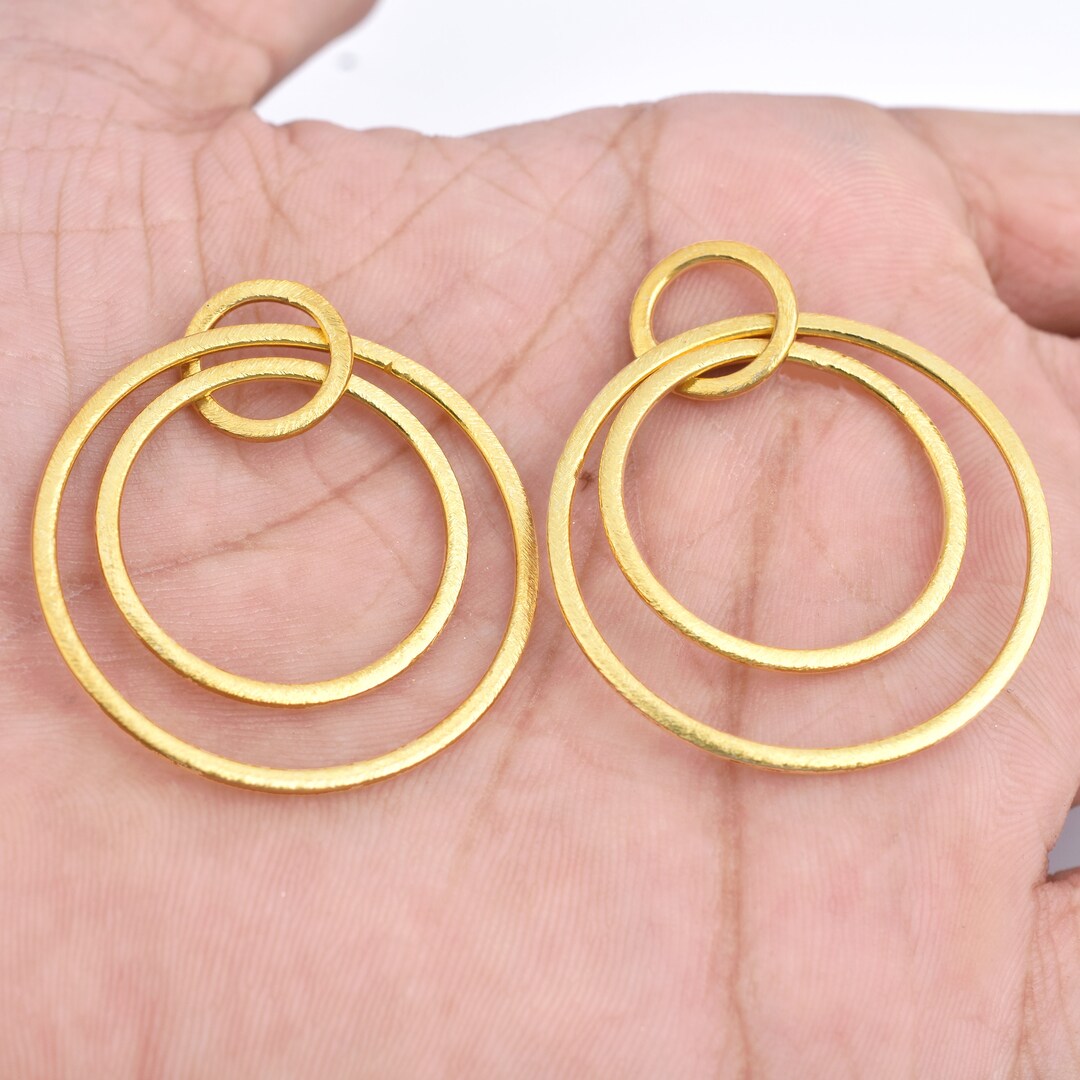 Vergoldete OhrringAnschlüsse Artisan organische Links, 2Pc 40mm gebürstete vergoldete Ohrring