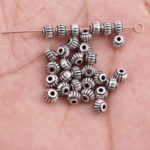 5mm - 32pcs Silver Plated Bali Style Beads - Antique Finish Metal Beads -Antique Silver Beads Active