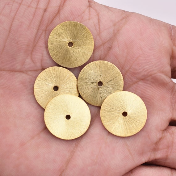 18mm 5pc Large Gold Spacer Beads, Heishi Beads Gold Heishi Beads, Gold Flat  Disc, Gold Spacer Beads for Jewelry Making, Brushed Finish 