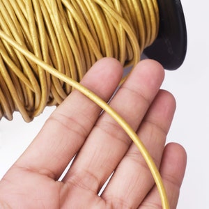 3mm Metallic Gold Leather Cord - Round - Premium Quality - Indian Leather