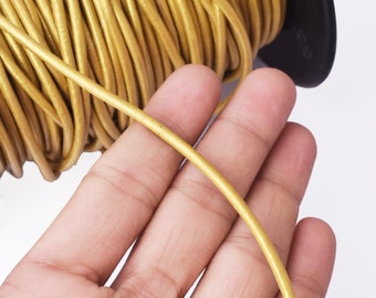 Metallic Gold Leather Cord - 3mm Round, Jewelry Making