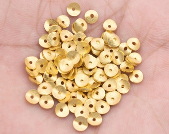 5mm -145pc Gold Wavy Spacer Beads, Brushed Gold Plated Disc Potato Chips 5mm Heishi Spacers For Jewelry Making, Gold Spacer Beads