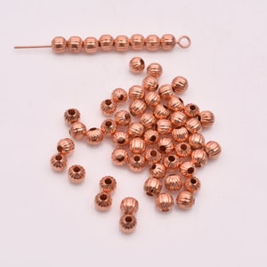 5mm - 120pc Copper Plated Corrugated Ball Beads, Copper spacer beads For Jewelry Making