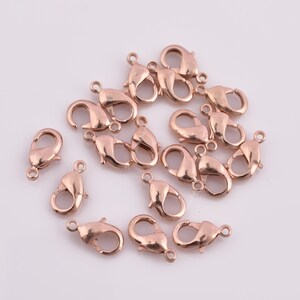 25Pcs-10mm Real Rose Gold Plated Lobster Clasps For Jewelry Making, Closure Clasps