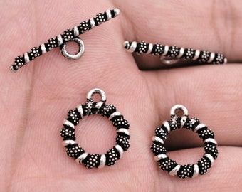 Chiusure a levetta placcate argento antico, forniture per la creazione di gioielli (2 set)