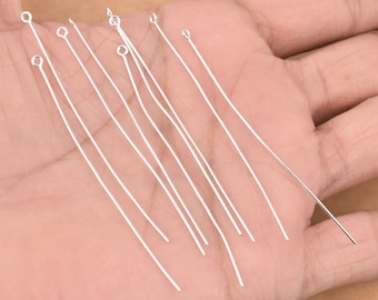43pc Silver Plated Eye Pins – Jewelry Making Supplies, 2.5 Inch