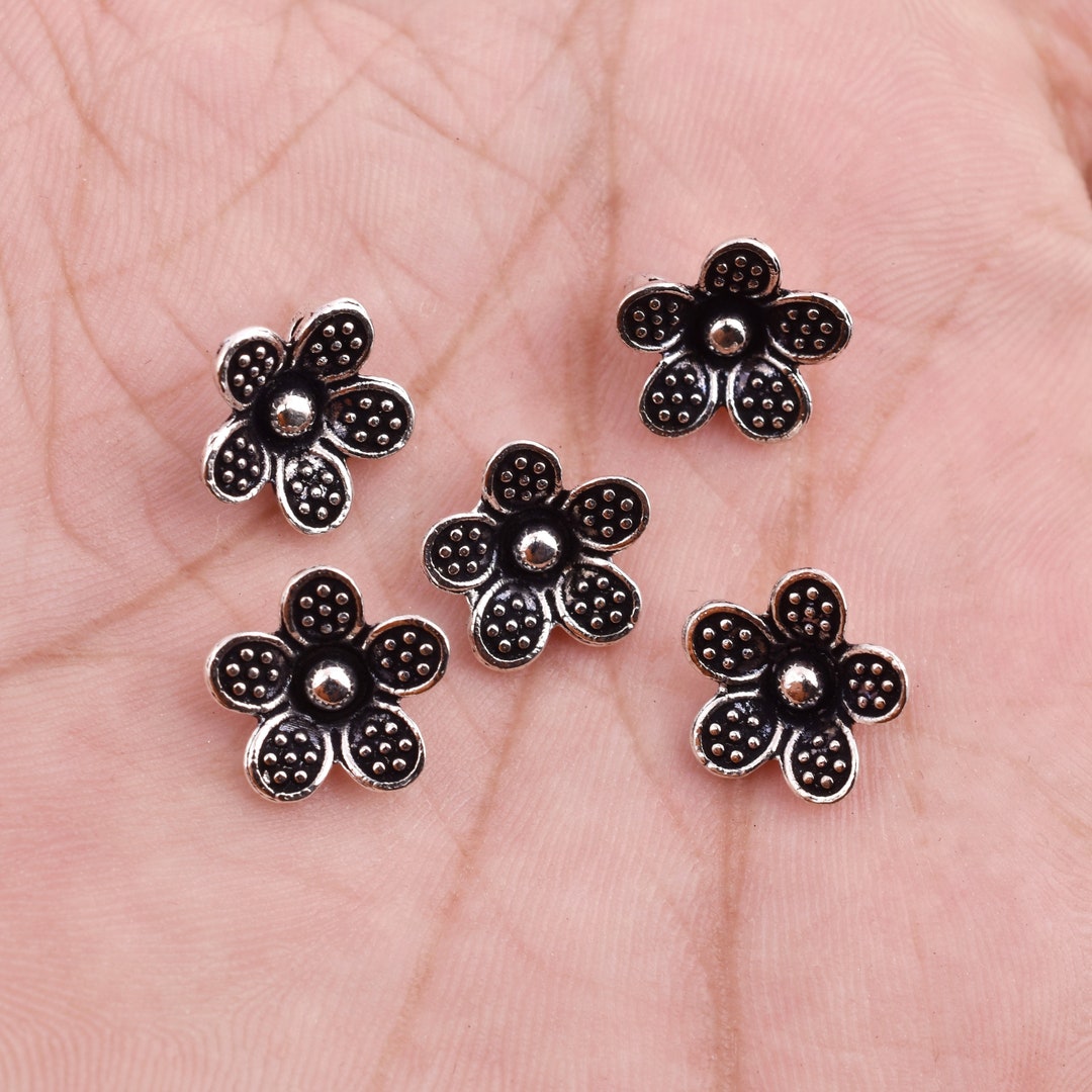 12mm 14pc Antique Silver Plated Flower Charms for Jewelry Making Etsy Israel