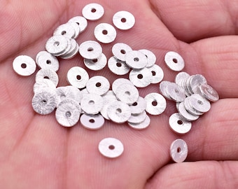 Flat silver cheap beads