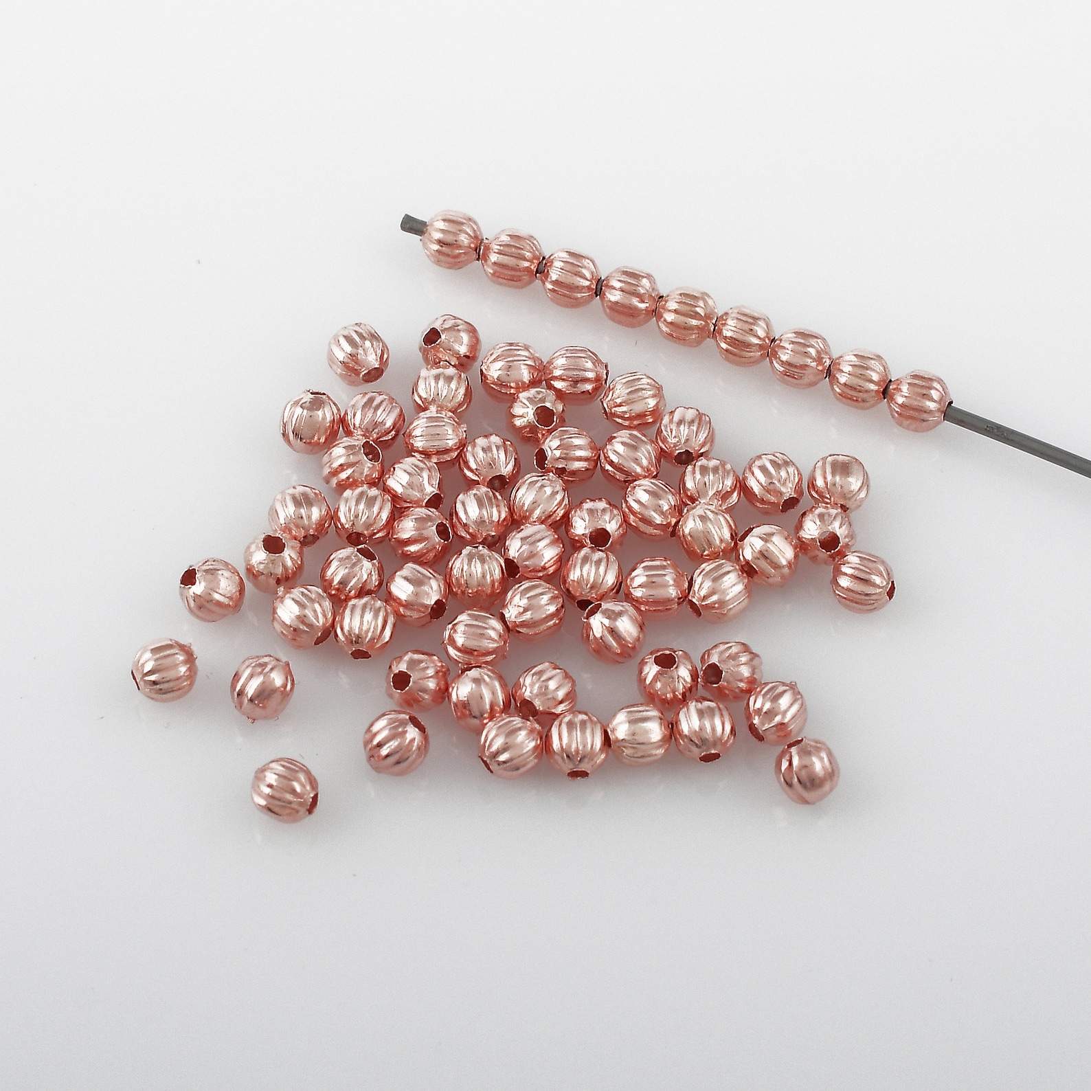 4mm 200pc Rose Gold Beads Real Rose Gold Plated Corrugated Etsy