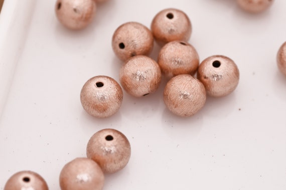 8mm Rose Gold Beads, Brushed Saucer Rose Gold Beads for Jewelry Making 
