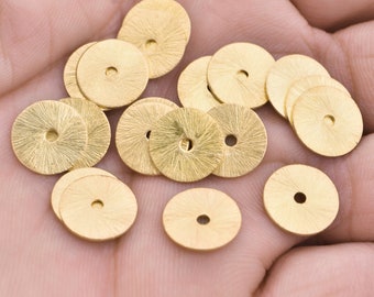 Espaceurs de disque plaqués or - Perles Heishi brossées 12 mm, 20 pièces
