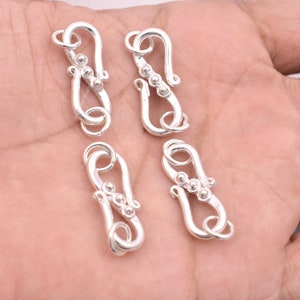 Bali Silver S Clasps, 4Pcs-32mm Silver Plated S Clasps For Jewelry Making, S Hooks