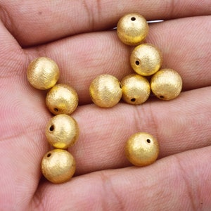 8mm -10pc Gold Plated Spacer Brushed Ball Beads, Brushed  Round Beads