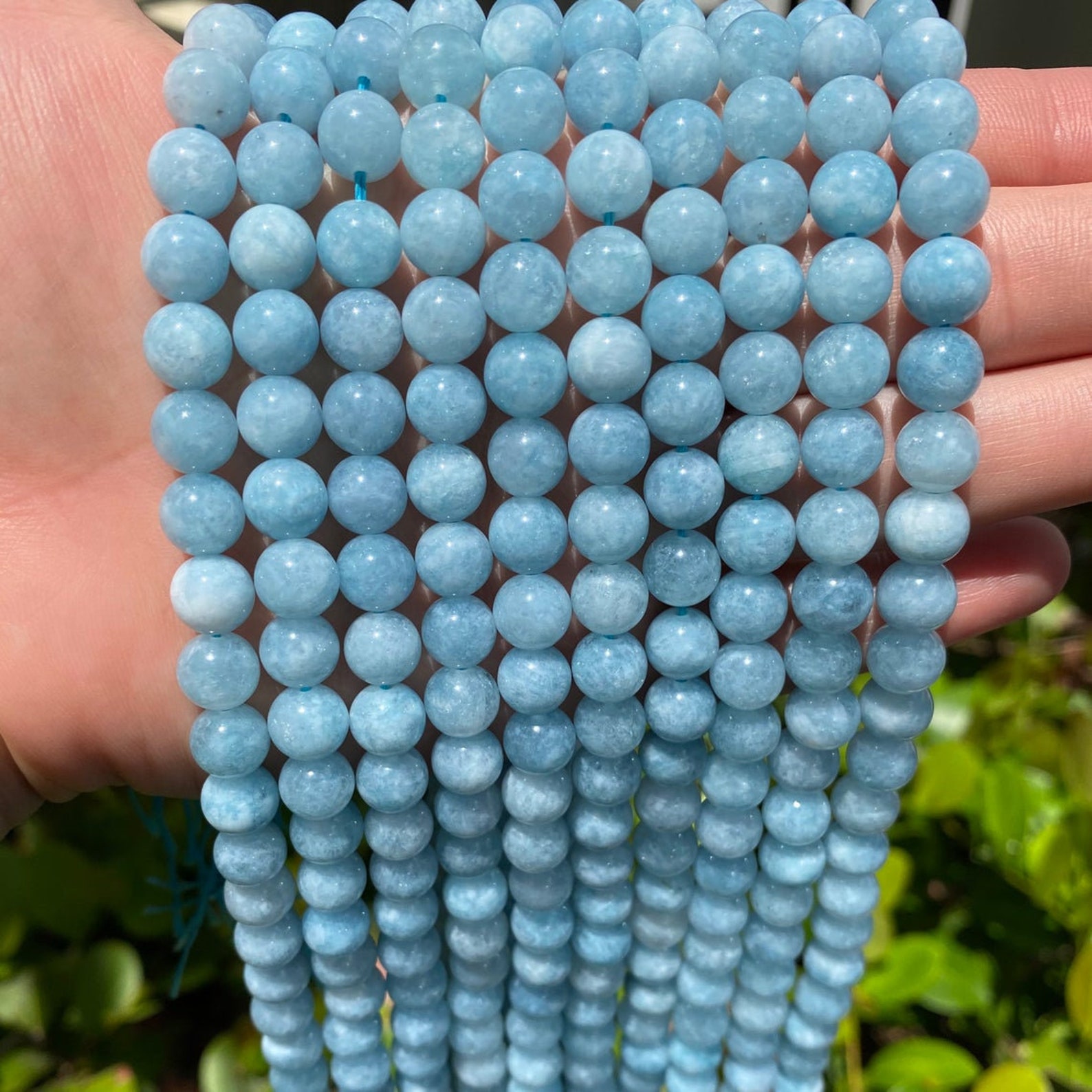 8mm 10pcs Quality Blue Aquamarine Beads Round Natural Blue Etsy