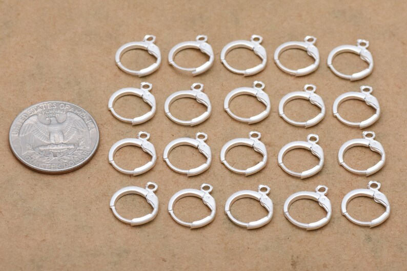 15mm Silver Plated Brass Lever Back Earwire 20Pcs Bulk Silver Lever Back Earring Hook For Jewelry Supplies