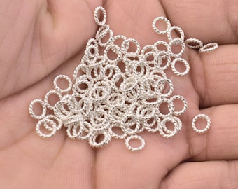 Argolas de ligação torcidas banhadas a prata de 6 mm - Materiais para fabricação de joias