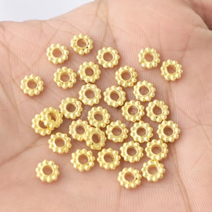 6mm - 100pcGold Daisy Spacer Beads, Flower Heishi Beads for Jewelry Making, Large Hole Spacers