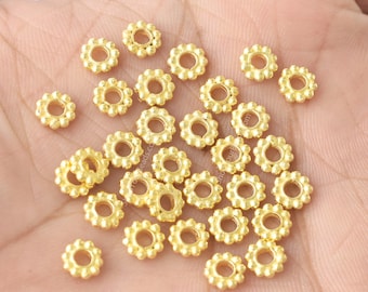 Perline distanziatrici a forma di margherita dorata da 6 mm - 100 pezzi, perline Heishi a forma di fiore per la creazione di gioielli, distanziatori con foro grande