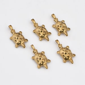 18mm - 10pcs Raw Brass Turtle Charms , Animal Pendants , Animal Charms For Jewelry Makings And Macrame
