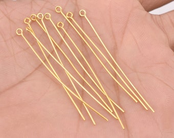 金メッキアイピン 56個 - 21ゲージ ジュエリー製作用品