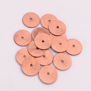 Brushed Copper Washer Beads, 15pc-14mm  Flat Spacer Beads, Brushed For Jewelry Making Findings Supply