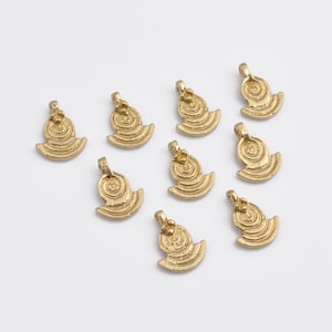 18mm - 12pcs Raw Brass Charms, Spiral Tribal Brass Pendants, Ethnic Charms,  Boho Pendants For Jewelry Making And Micro Macrame