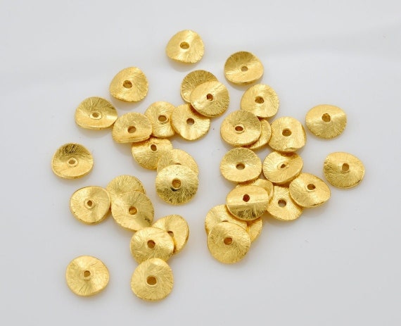 4mm to 32mm Gold Wavy Spacer Beads, Brushed Potato Chips Disc Spacer Beads, Gold Plated Wavy Disc, Metal Spacer Beads