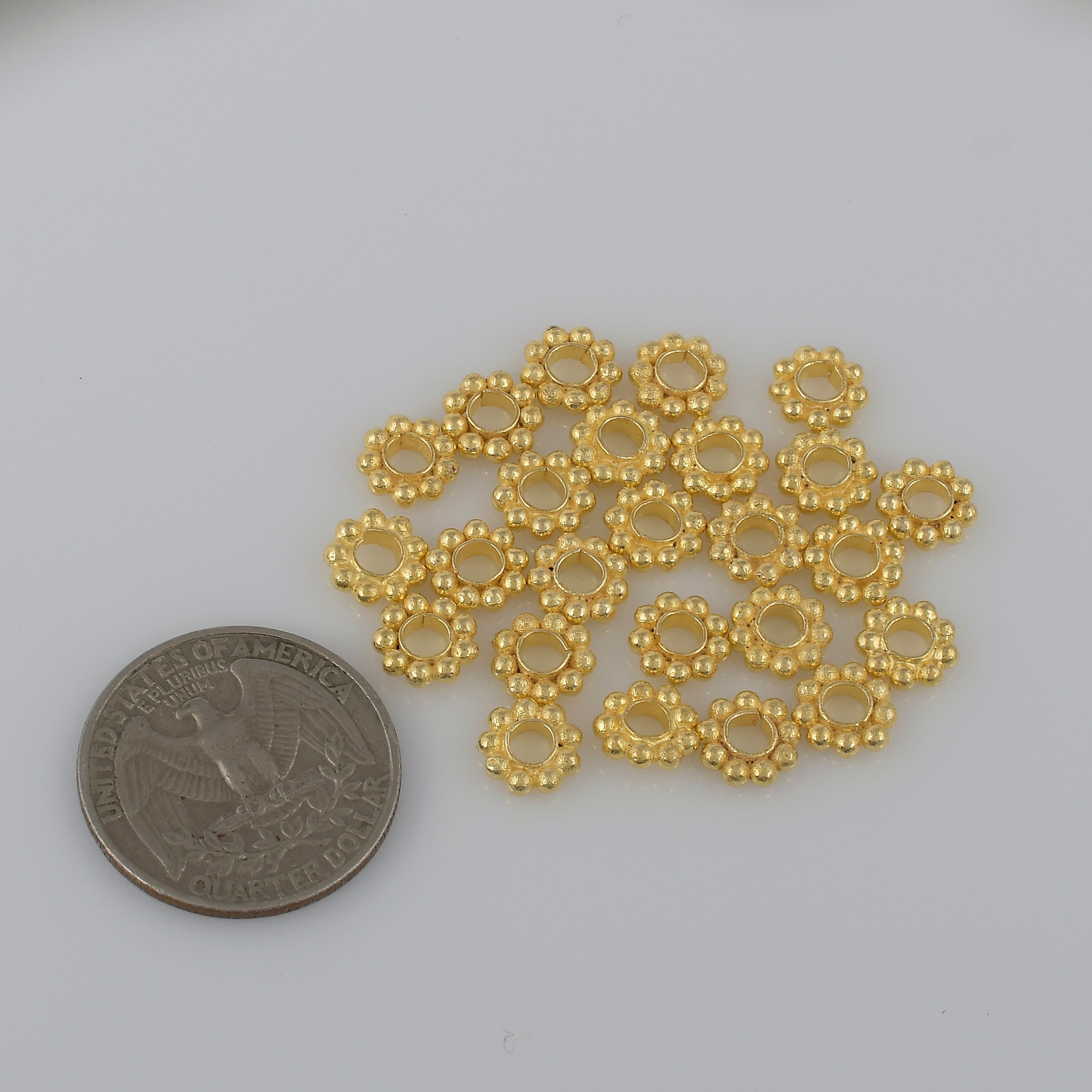 8mm 25pc Shiny Gold heishi beads Large Hole Gold Plated Etsy