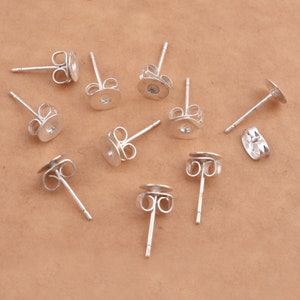 6mm - 44pcs Silver Flat Pad Earrings Studs, Silver Plated Post Earring Components, Earring Making Findings