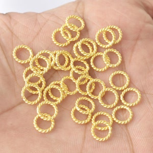 7mm - 70pc Twisted Wire Gold Jump Rings, Jewelry Making Closed Jumprings, Round Jump Rings, O Rings Jewelry Findings - 17 Gauge