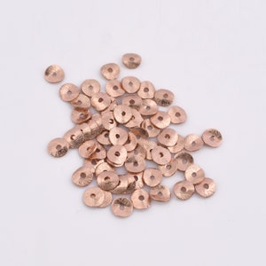 6mm - 70pcs Rose Gold Wavy Disc Spacers, Brushed Rose Gold Plated  Wavy Potato Chips, Metal Disk Beads, Heishi Spacers