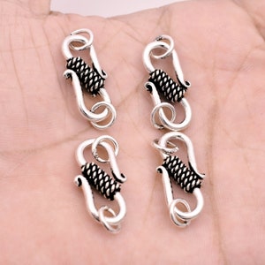 Bali Silver S Clasps 30mm - 4Pcs, Real Antique Silver Plated S Hooks / S Clasps Closures For Jewelry Making