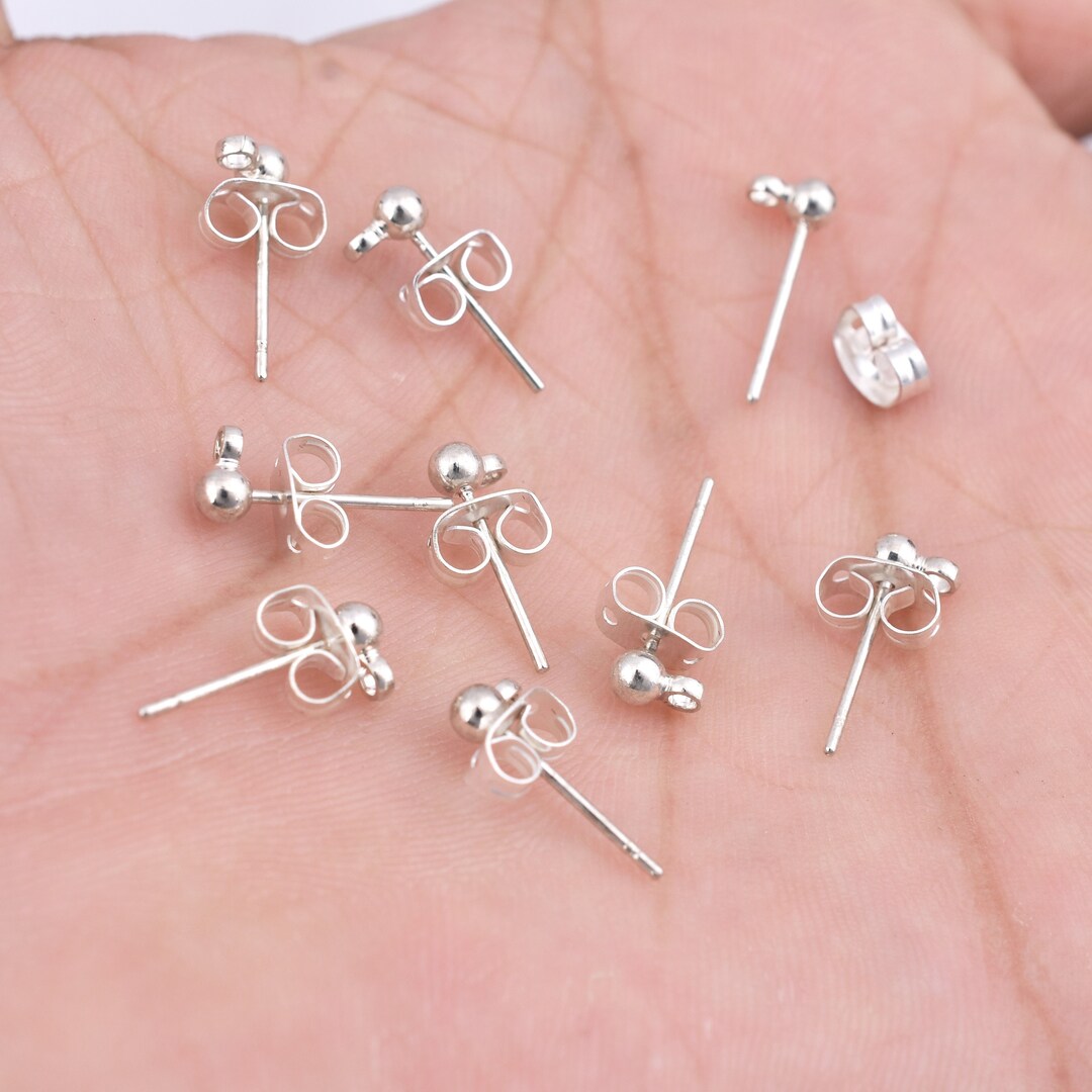 3mm 40pcs Silver Plated Ball Post Earring Ball Stud Earring Etsy