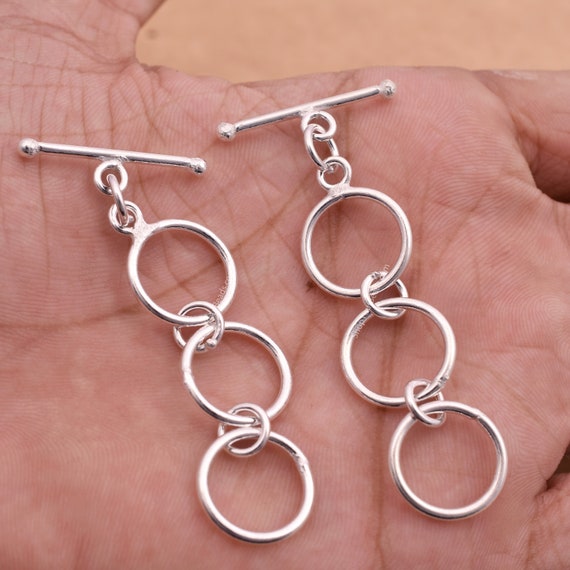 2 Sets 3 Ring Extendable Toggle Silver Plated Adjustable Toggle
